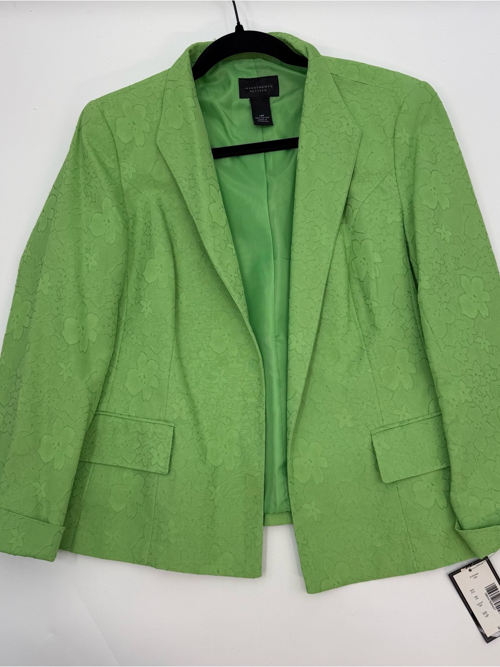 Investments Bright Green Floral Jacquard Blazer